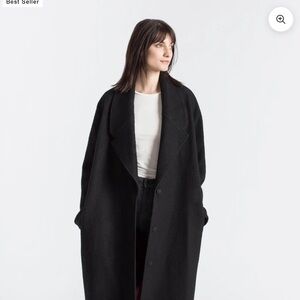 Elegant Black Long Coat Marcella 100% Wool